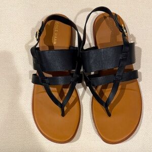 Cole Haan Women's Black Leather Flat Sandals Size 7